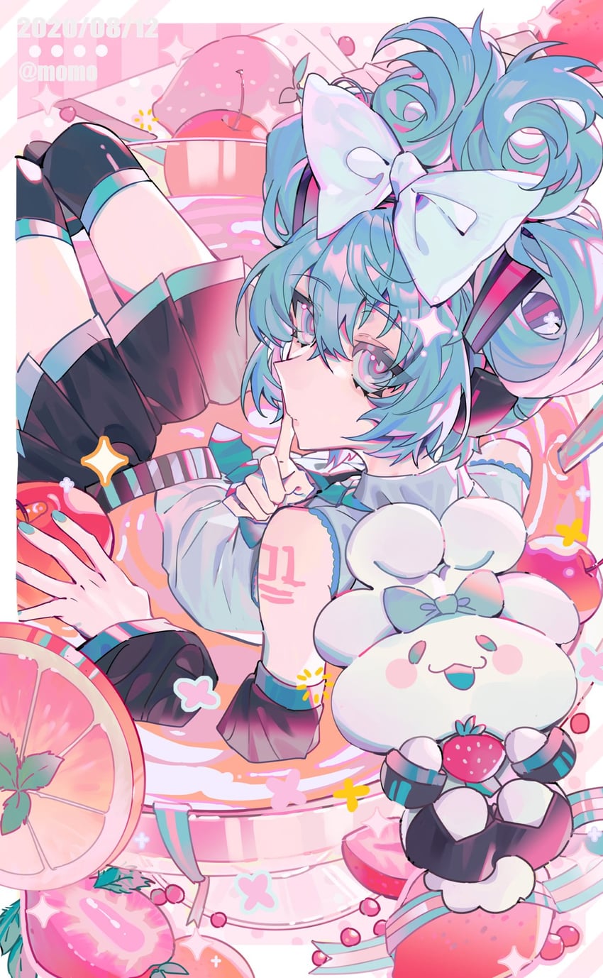 hatsune miku, cinnamoroll, and cinnamiku (vocaloid and 2 more) drawn by taowu_(20809)