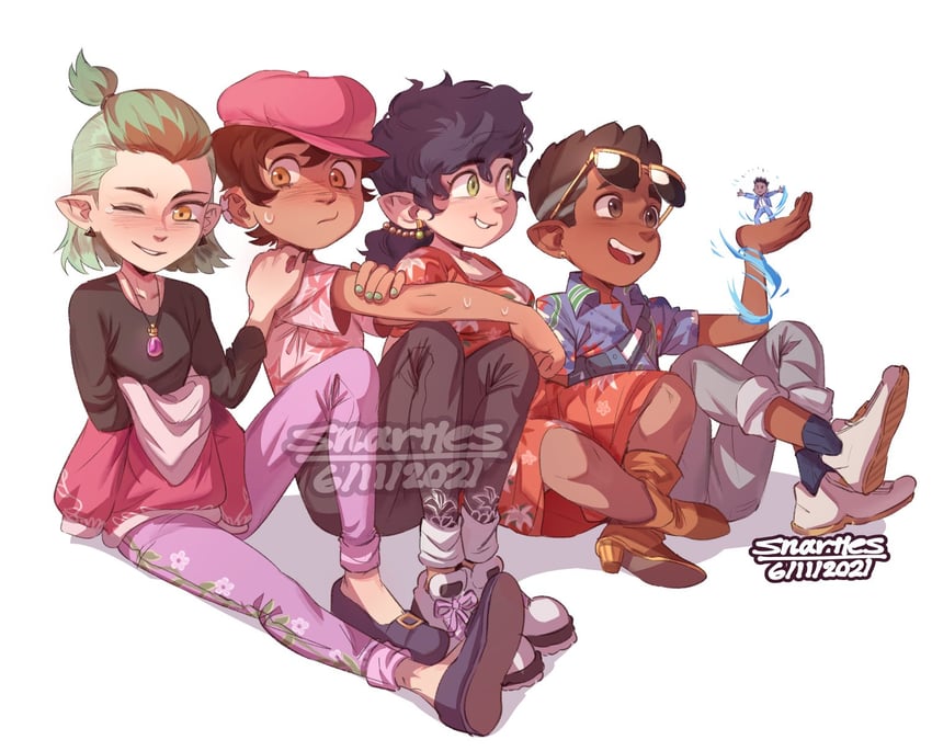 luz noceda, amity blight, willow park, and gus porter (the owl house) drawn by snartles