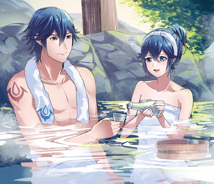 lucina and chrom (fire emblem and 1 more) drawn by ameno_(a_meno0)