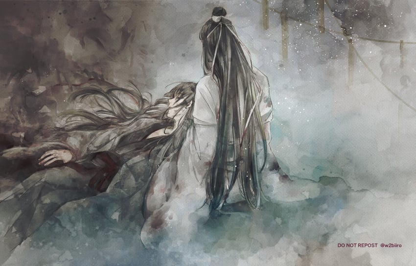 wei wuxian and lan wangji (modao zushi) drawn by w2biiro