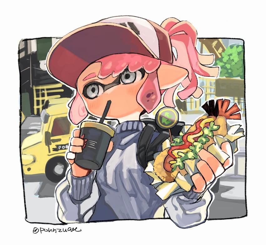 inkling player character and inkling girl (splatoon and 1 more) drawn by amezawa_koma