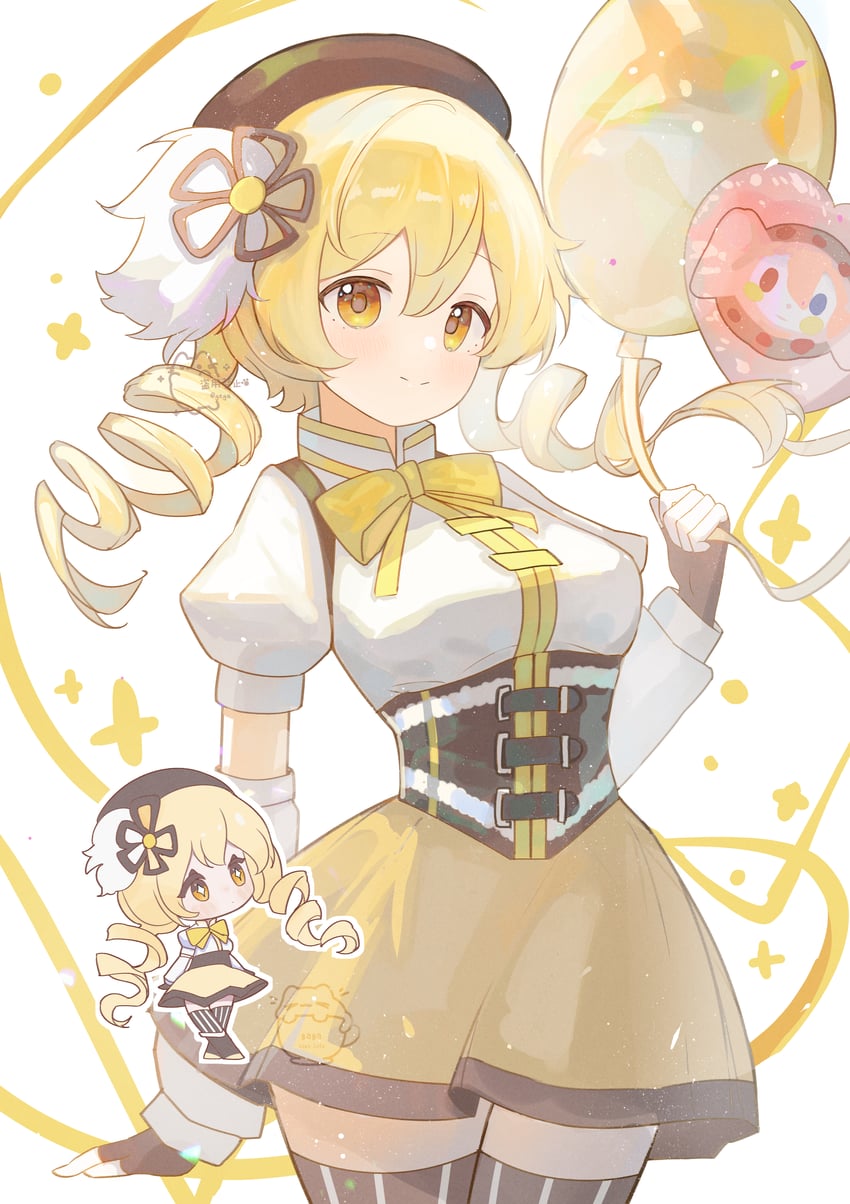 tomoe mami and charlotte (mahou shoujo madoka magica) drawn by gaga_(user_ynuk5738)