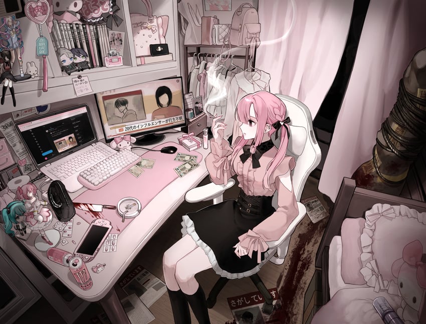 hatsune miku, kaname madoka, chouzetsusaikawa tenshi-chan, ame-chan, cinnamoroll, and 2 more (original and 11 more) drawn by ran_(v17071107)