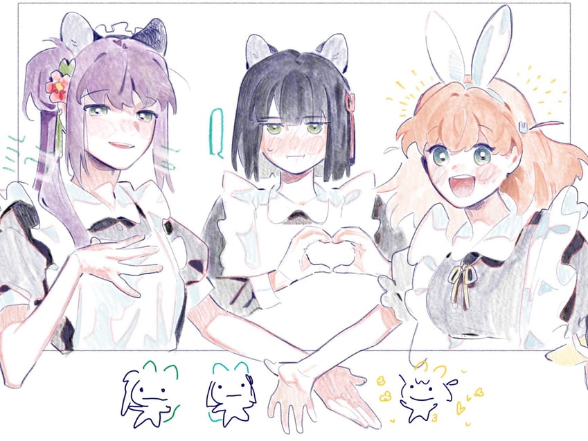hinoshita kaho, otomune kozue, and momose ginko (love live! and 1 more) drawn by pipi_(m1x_mix)