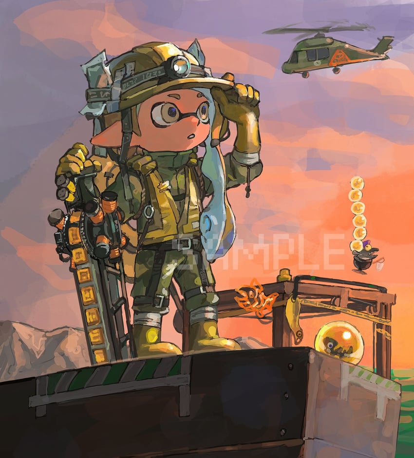 inkling player character, inkling girl, and snatcher (splatoon and 1 more) drawn by miko_(15476997)