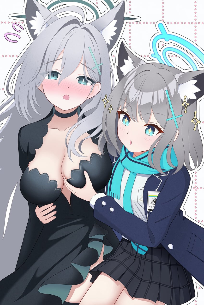 shiroko and shiroko terror (blue archive) drawn by natsukage_ao