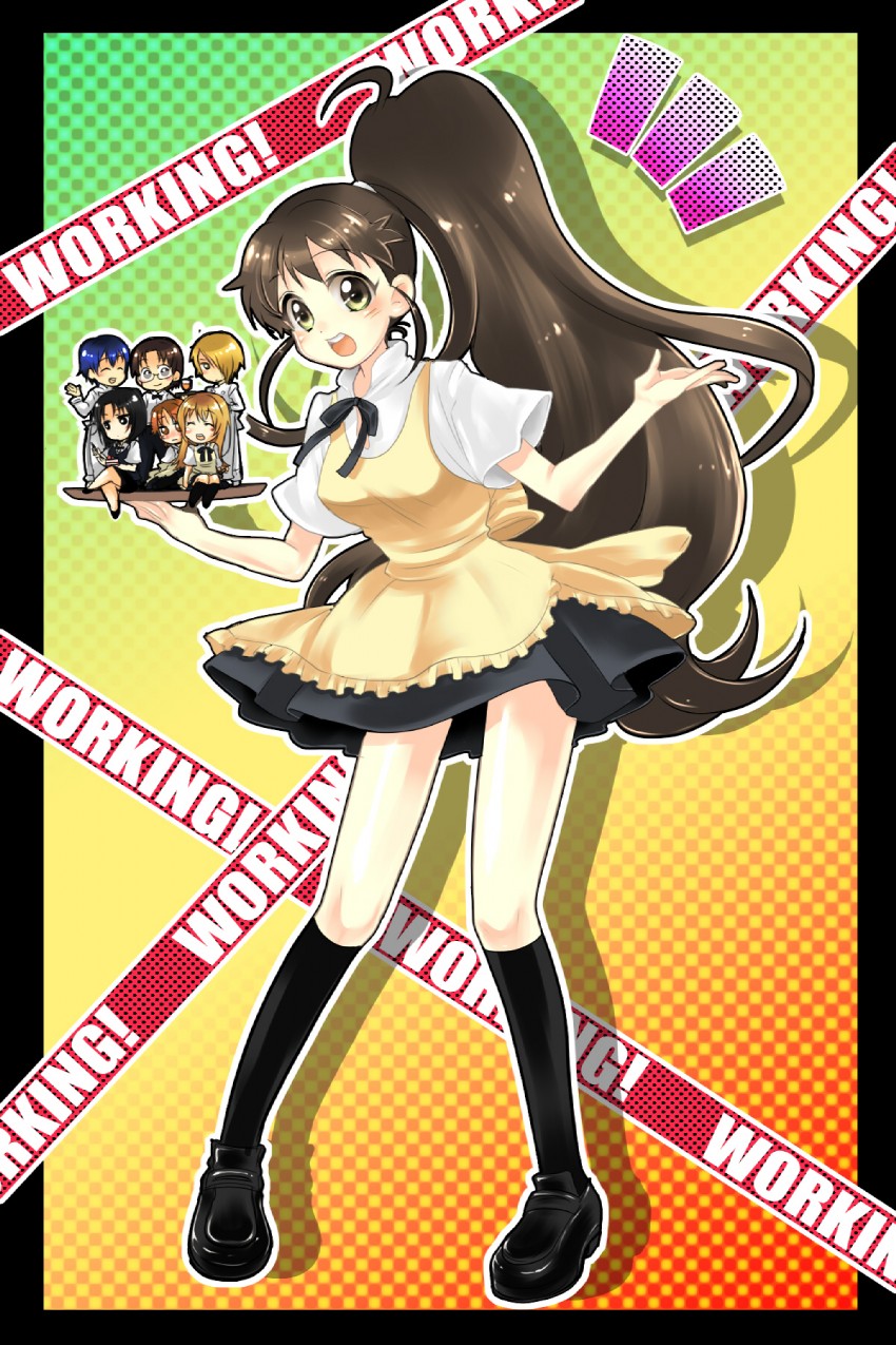 taneshima popura, inami mahiru, todoroki yachiyo, satou jun, takanashi souta, and 2 more (working!!) drawn by minoharu