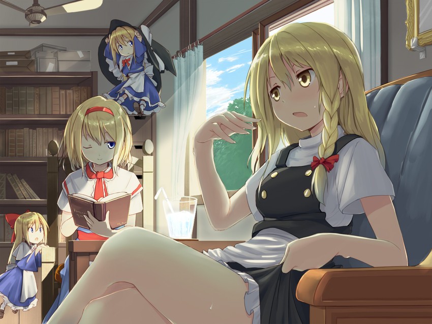 kirisame marisa, alice margatroid, and shanghai doll (touhou) drawn by agarwood