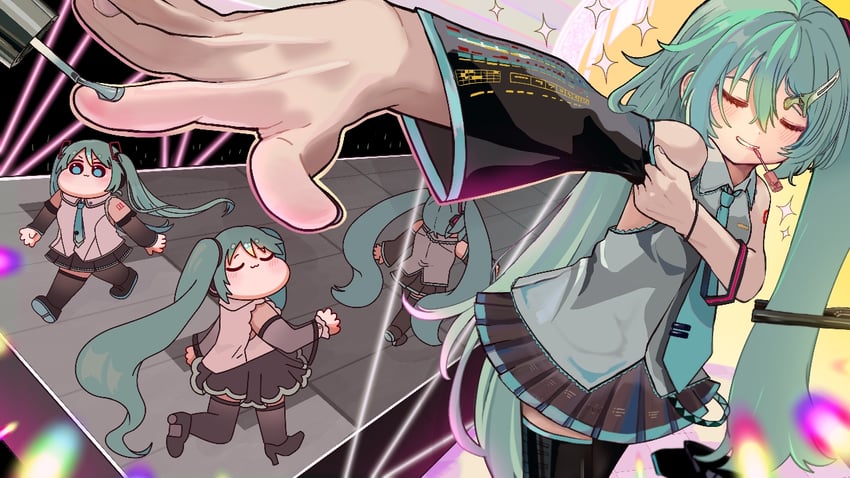 hatsune miku (vocaloid and 1 more) drawn by chajo1225