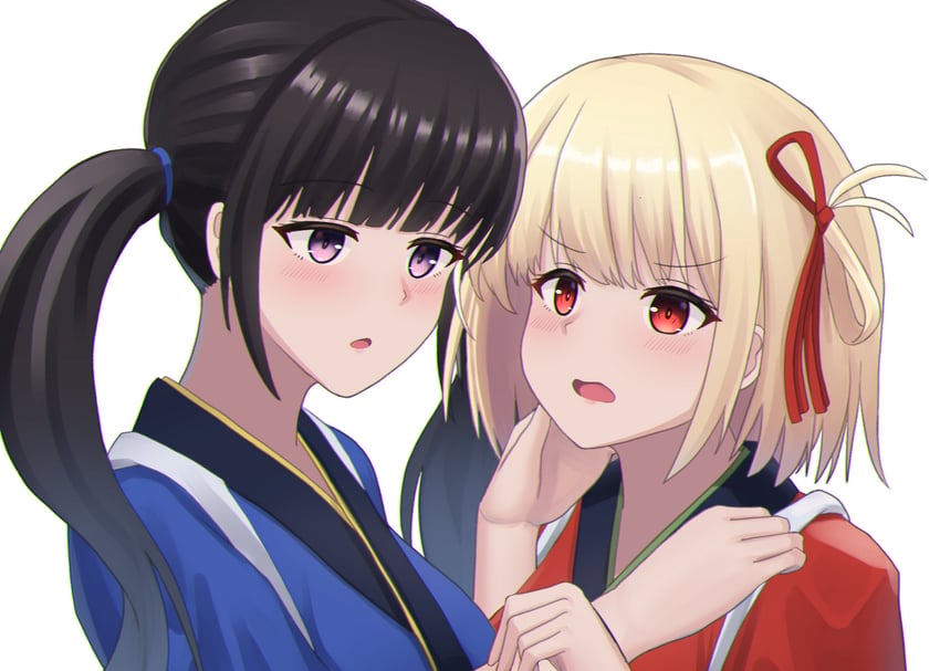 nishikigi chisato and inoue takina (lycoris recoil) drawn by bakkasu150