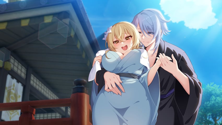lumine and kamisato ayato (genshin impact) drawn by ia_(ias1010)