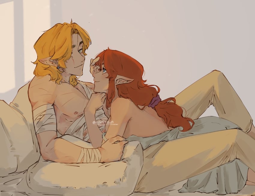 link and malon (the legend of zelda and 1 more) drawn by samira_im