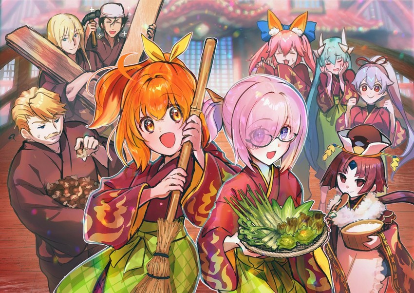 mash kyrielight, fujimaru ritsuka, tamamo, tamamo no mae, kiyohime, and 5 more (fate and 1 more) drawn by galibo