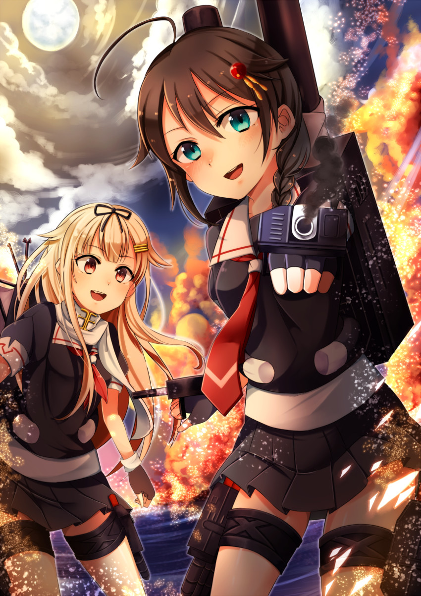 shigure, yuudachi, shigure kai ni, and yuudachi kai ni (kantai collection) drawn by mashiro_aa