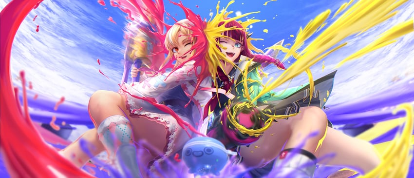 shiranui flare and irys (hololive and 3 more) drawn by sengo_tubasa