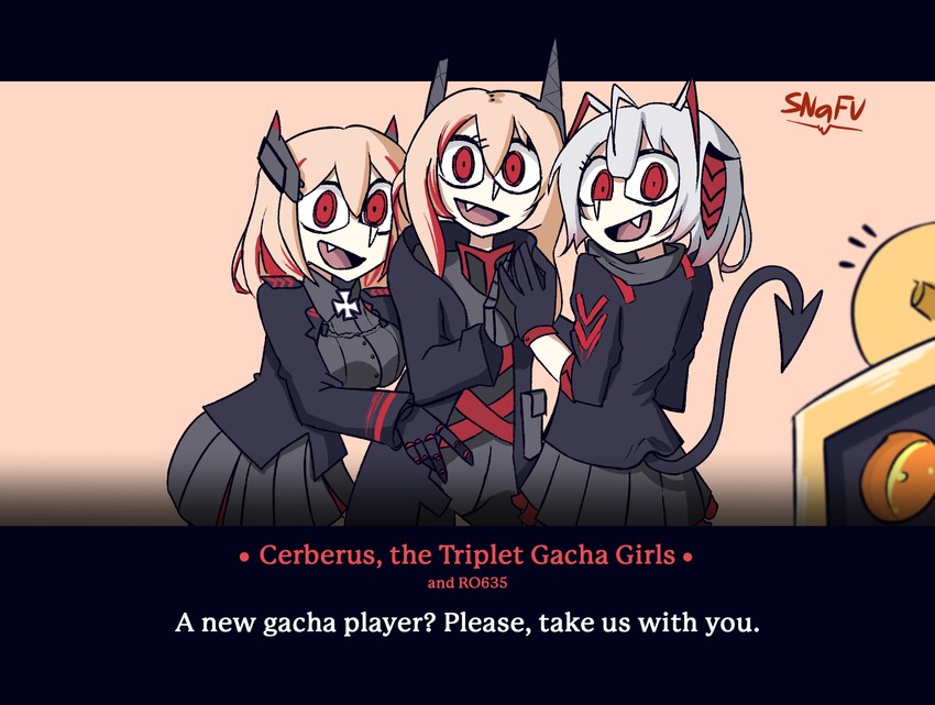 w, m4 sopmod ii, cerberus, roon, and banana (arknights and 3 more) drawn by snafu_(snafy_snu)