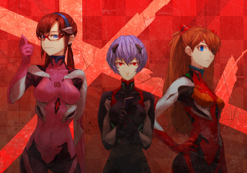 souryuu asuka langley, ayanami rei, and makinami mari illustrious (neon genesis evangelion and 2 more) drawn by tomono_rui