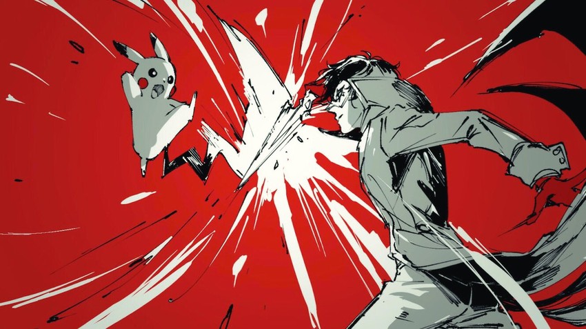 pikachu, amamiya ren, and joker (pokemon and 3 more) drawn by sageo_yn