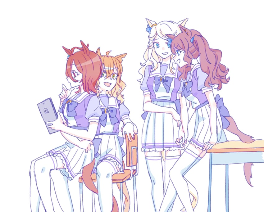 agnes tachyon, jungle pocket, gold city, and tosen jordan (umamusume) drawn by seila_rei