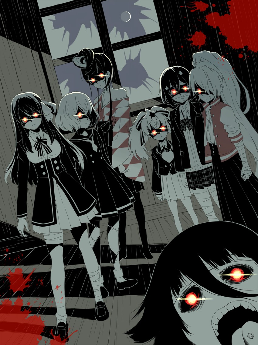 konno junko, minamoto sakura, mizuno ai, nikaidou saki, hoshikawa lily, and 2 more (zombie land saga) drawn by pizza_man