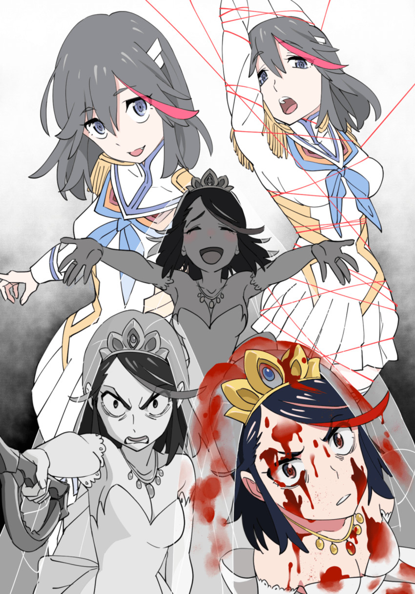 matoi ryuuko and junketsu (kill la kill) drawn by o-nashi_neko