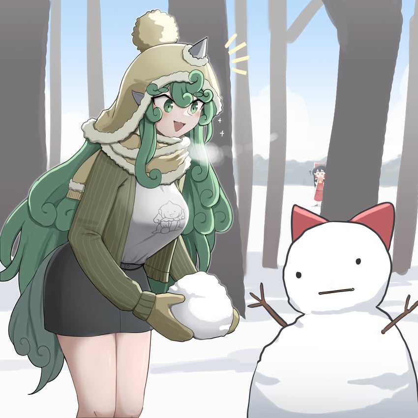 hakurei reimu and komano aunn (touhou and 1 more) drawn by mata_(matasoup)