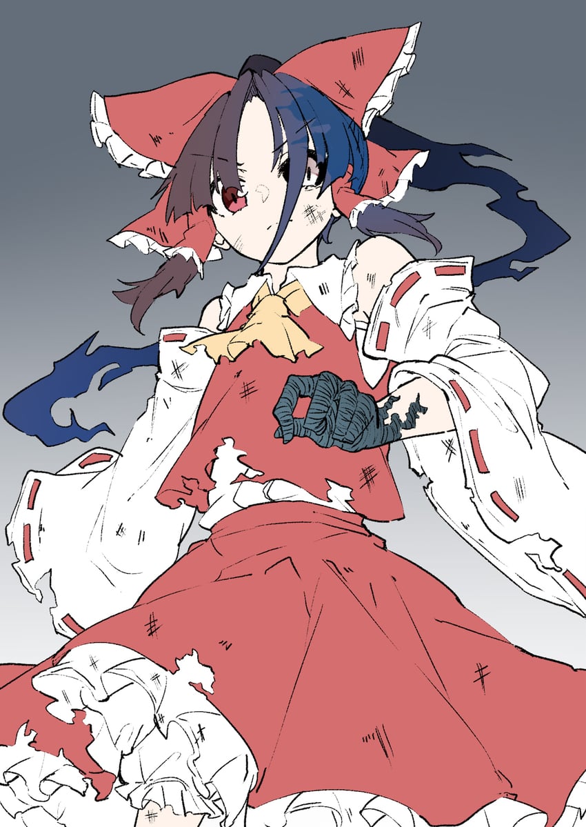 hakurei reimu (touhou and 1 more) drawn by deetamu