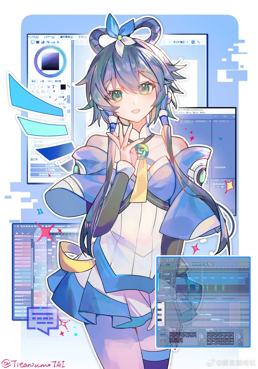 luo tianyi and luo tianyi v3 (vocaloid and 1 more) drawn by titaniumtai