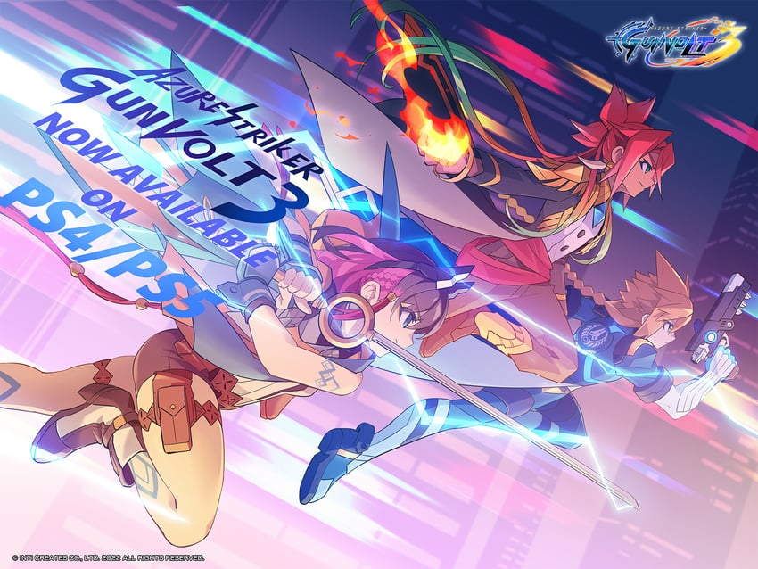 gunvolt, kirin, and zed (azure striker gunvolt and 1 more) drawn by hatakeyama_yoshitaka