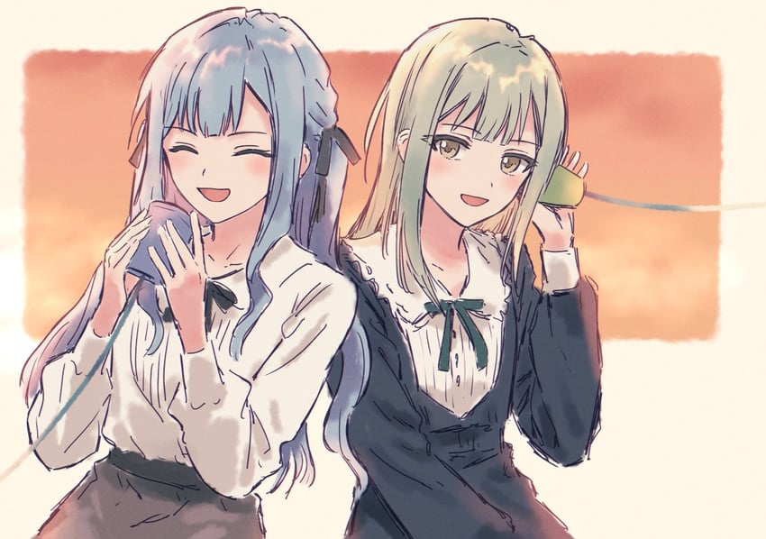 togawa sakiko and wakaba mutsumi (bang dream! and 1 more) drawn by bullfalk