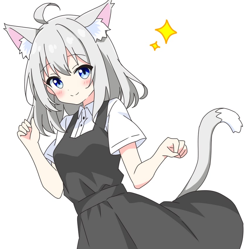 grey-haired cat girl (original) drawn by kotatsu-mazoku