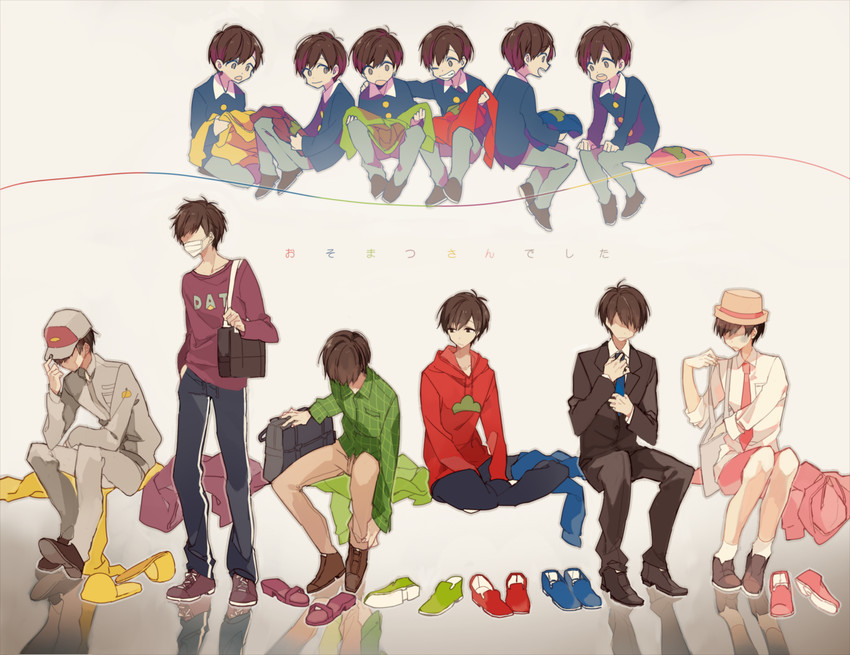 matsuno osomatsu, matsuno karamatsu, matsuno ichimatsu, matsuno jyushimatsu, matsuno choromatsu, and 1 more (osomatsu and 2 more) drawn by akina422