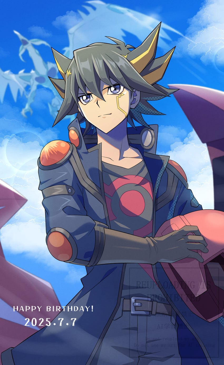 fudo yusei and stardust dragon (yu-gi-oh! and 1 more) drawn by itsumiruka