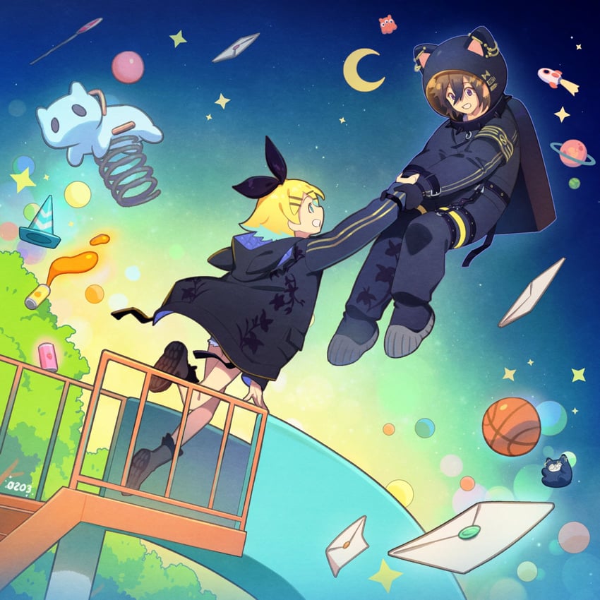 kagamine rin, kanade izuru, and unhinged izuru (vocaloid and 1 more) drawn by mono_(bluesky)