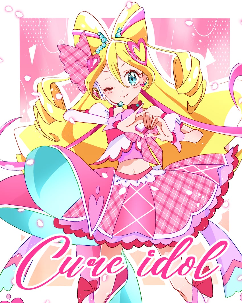 sakura uta and cure idol (precure and 1 more) drawn by kobato_(rylio)