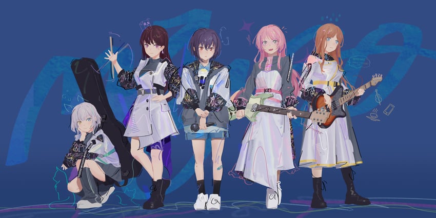 chihaya anon, nagasaki soyo, shiina taki, takamatsu tomori, and kaname raana (bang dream! and 1 more) drawn by epppppp