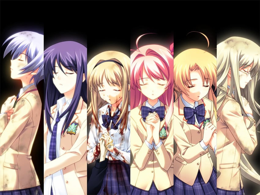 sakihata rimi, nishijou nanami, kishimoto ayase, orihara kozue, aoi sena, and 2 more (chaos;head) drawn by matsuo_yukihiro