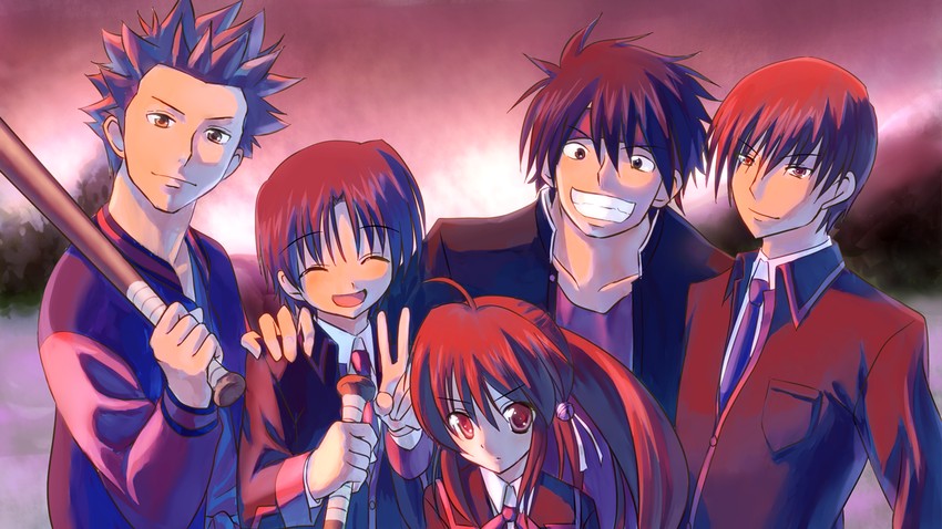 natsume rin, naoe riki, natsume kyousuke, inohara masato, and miyazawa kengo (little busters!) drawn by kotsu