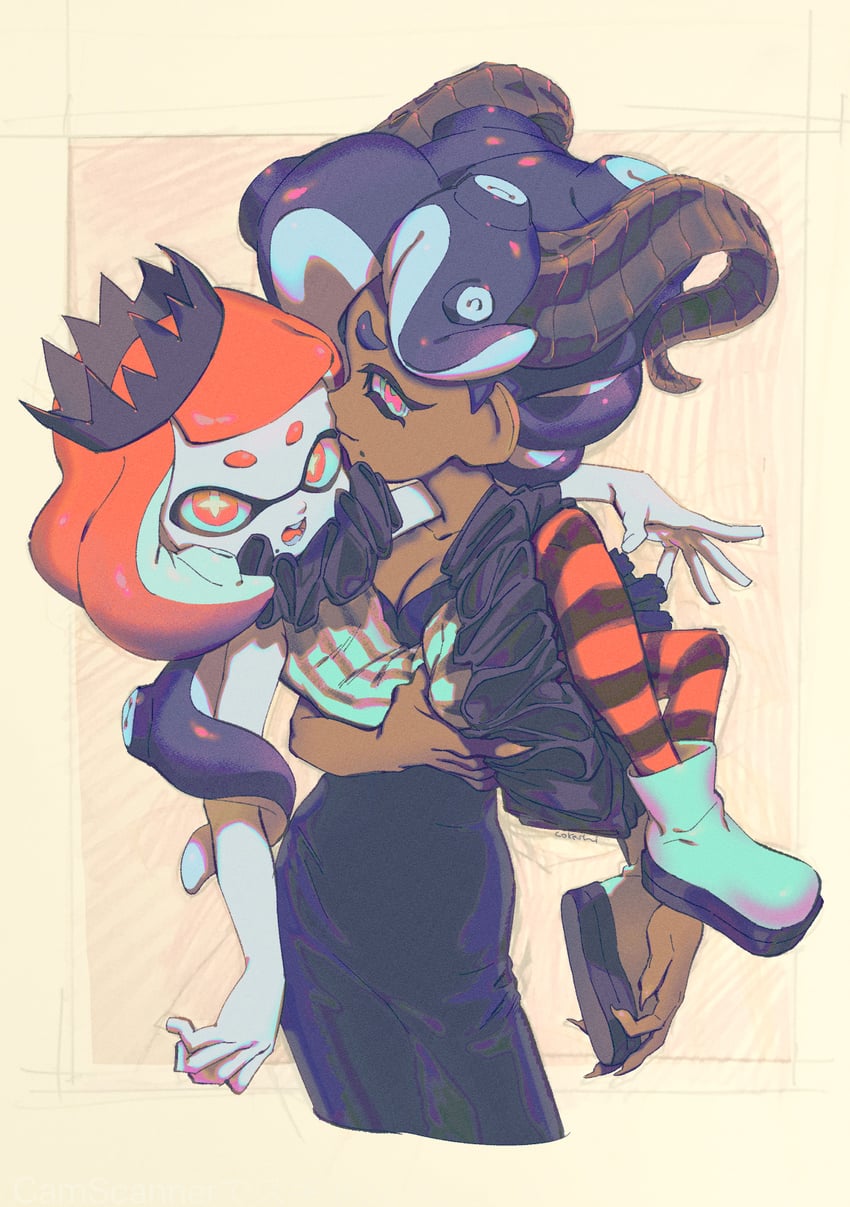 marina and pearl (splatoon and 1 more) drawn by cokeshi