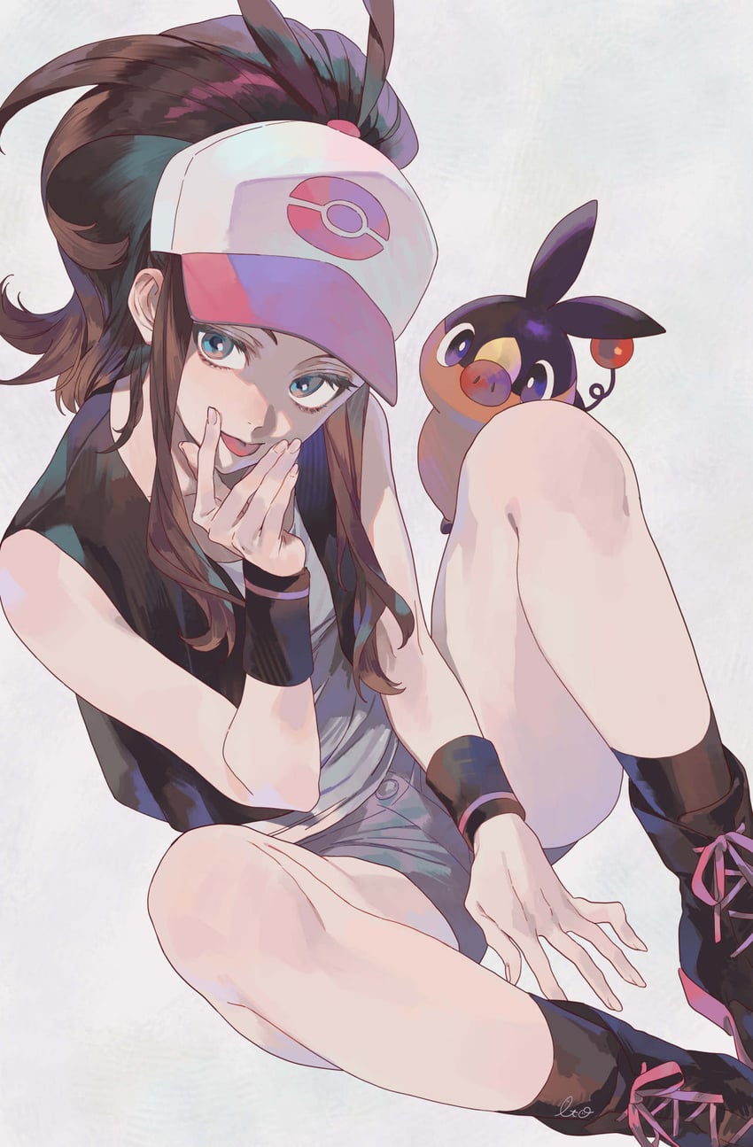 hilda and tepig (pokemon and 1 more) drawn by itou_(very_ito)