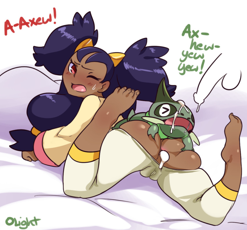 iris and axew (pokemon and 1 more) drawn by 0lightsource