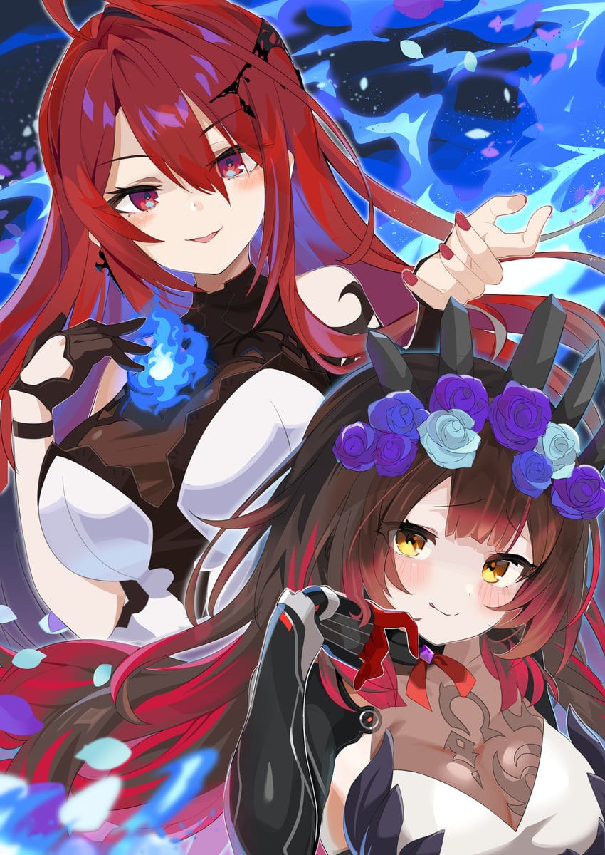 elizabeth rose bloodflame and roboco-san (hololive and 1 more) drawn by satobitob