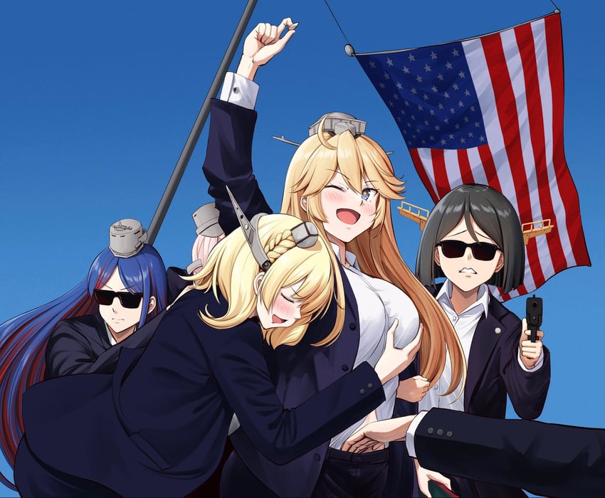iowa, kirishima, colorado, south dakota, kirishima kai ni, and 1 more (kantai collection) drawn by ichikawa_feesu