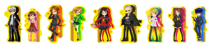 narukami yu, shirogane naoto, satonaka chie, kujikawa rise, amagi yukiko, and 4 more (persona and 1 more) drawn by mayura_(mayura610206)