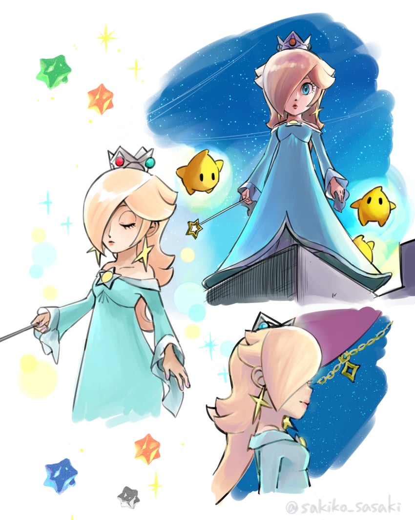 rosalina and luma (mario and 1 more) drawn by sasaki_sakiko