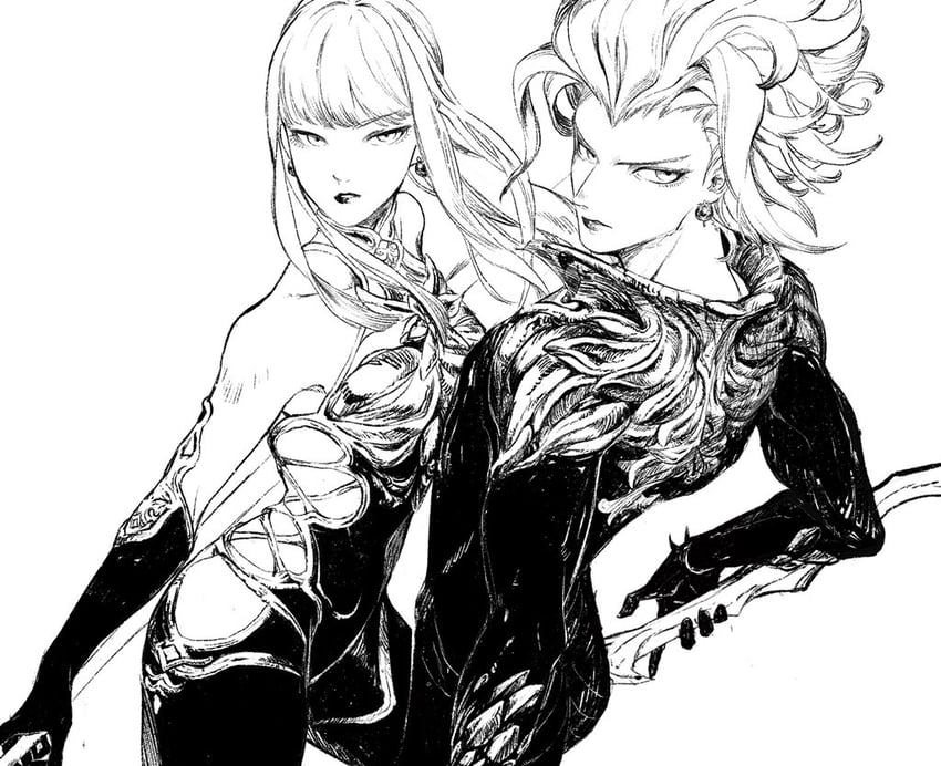 omega, omega-f, and omega-m (final fantasy and 1 more) drawn by piyomotsu