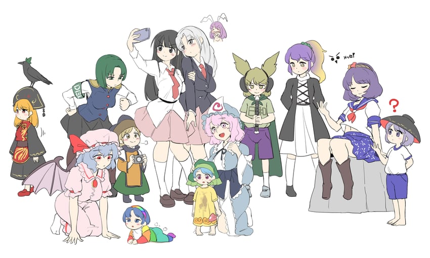 remilia scarlet, reisen udongein inaba, saigyouji yuyuko, reiuji utsuho, houraisan kaguya, and 10 more (touhou) drawn by itatatata