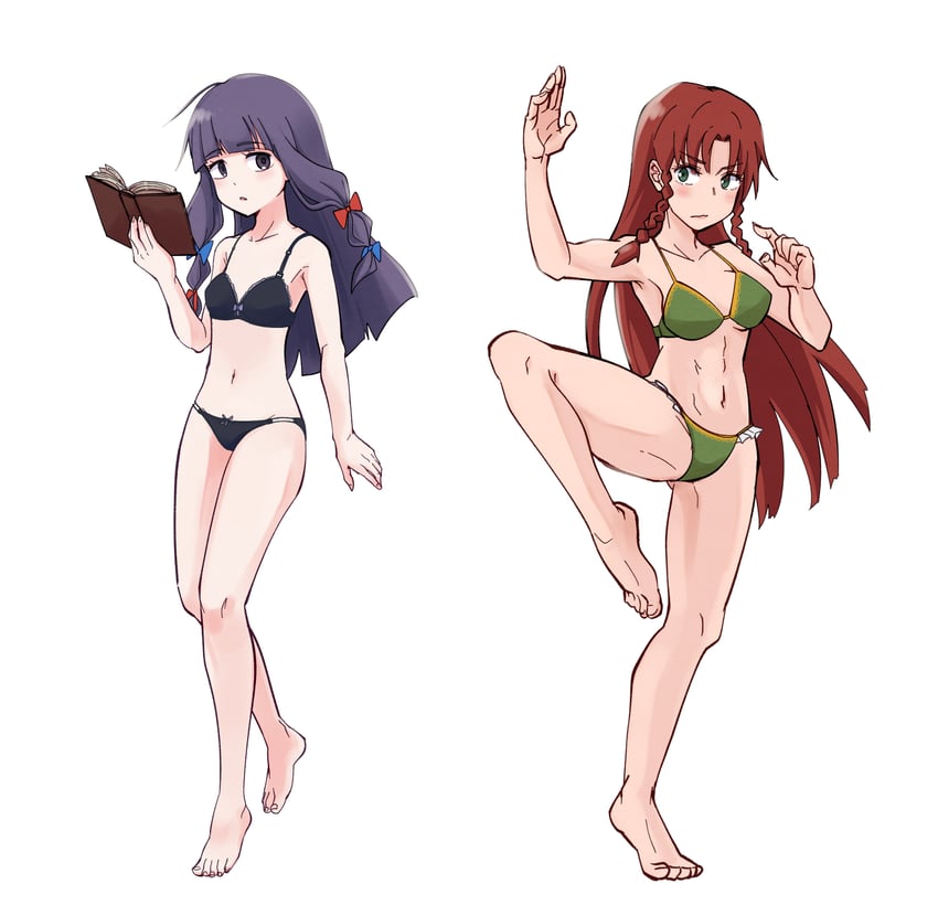 patchouli knowledge and hong meiling (touhou) drawn by yan_pai