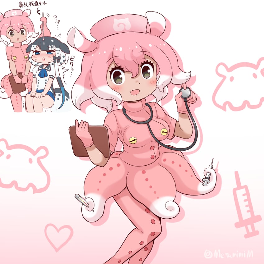 narwhal and japanese pancake devilfish (kemono friends and 1 more) drawn by metamimi