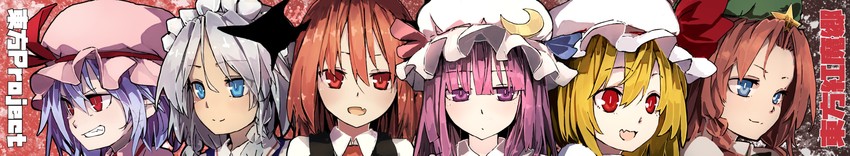 remilia scarlet, flandre scarlet, izayoi sakuya, patchouli knowledge, hong meiling, and 1 more (touhou and 1 more) drawn by futatsuki_eru